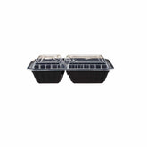 Black Base Rectangular Container 2 Compartments 300 Pieces - hotpackwebstore.com - Black Base Containers